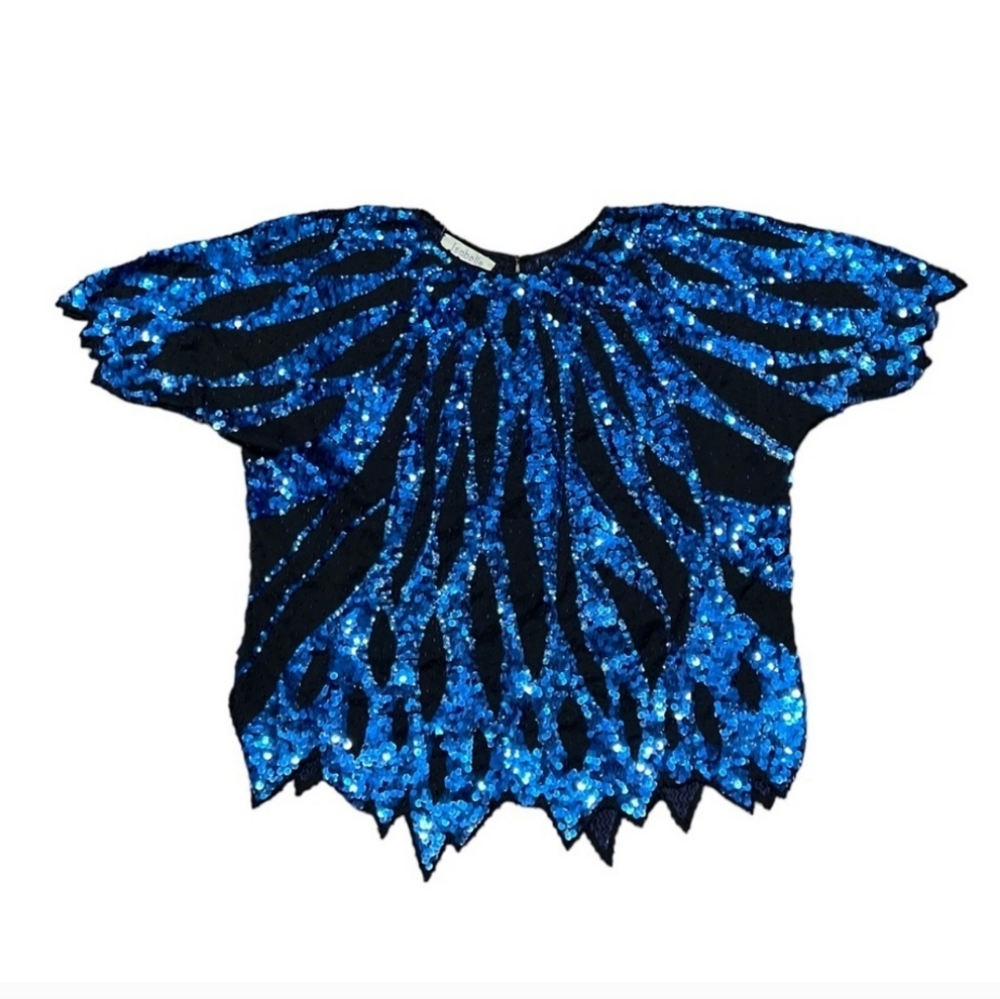 Vintage Isabelle Blue Sequins Top
